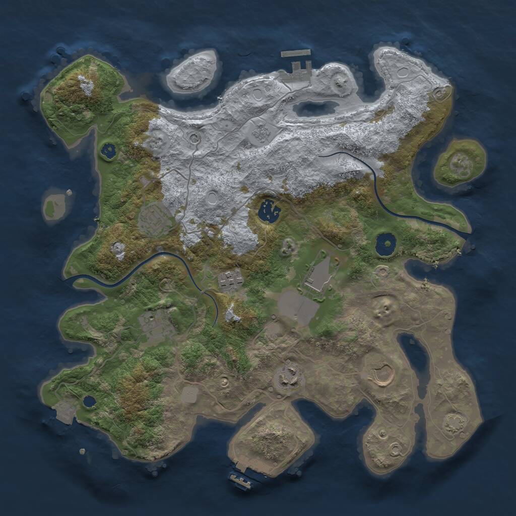 Rust Map: Procedural Map, Size: 3500, Seed: 1838745195, 13 Monuments