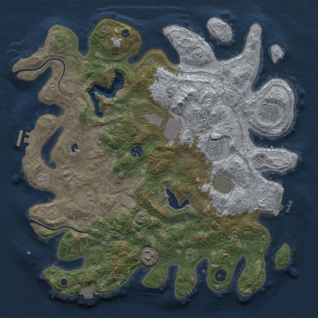 Rust Map: Procedural Map, Size: 4000, Seed: 1670421, 14 Monuments