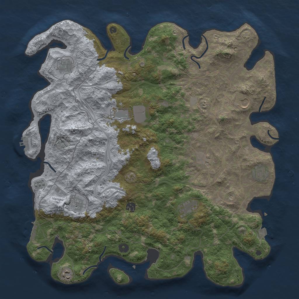 Rust Map: Procedural Map, Size: 4500, Seed: 541950739, 18 Monuments