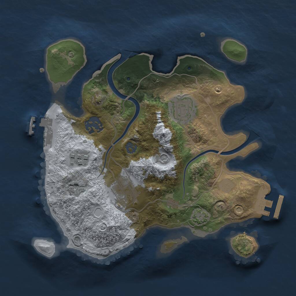 Rust Map: Procedural Map, Size: 2500, Seed: 969633287, 11 Monuments