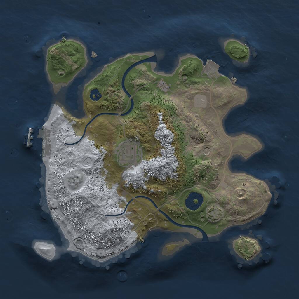 Rust Map: Procedural Map, Size: 2500, Seed: 969633287, 5 Monuments