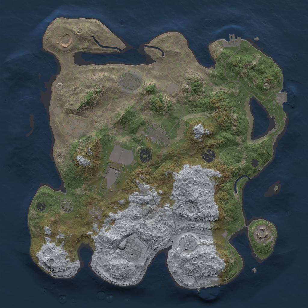 Rust Map: Procedural Map, Size: 3500, Seed: 1424932219, 16 Monuments