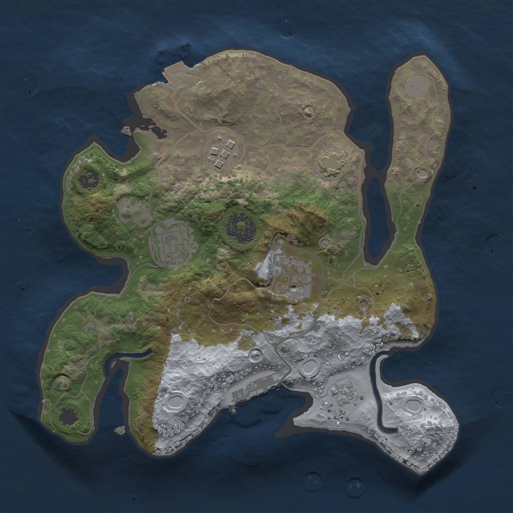 Rust Map: Procedural Map, Size: 2500, Seed: 20112017, 9 Monuments