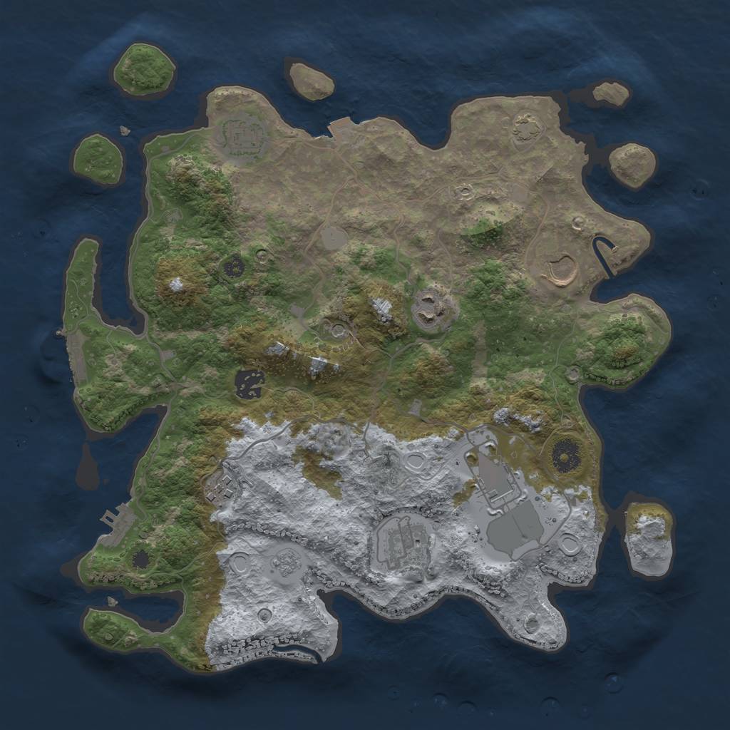 Rust Map: Procedural Map, Size: 3500, Seed: 378777745, 15 Monuments