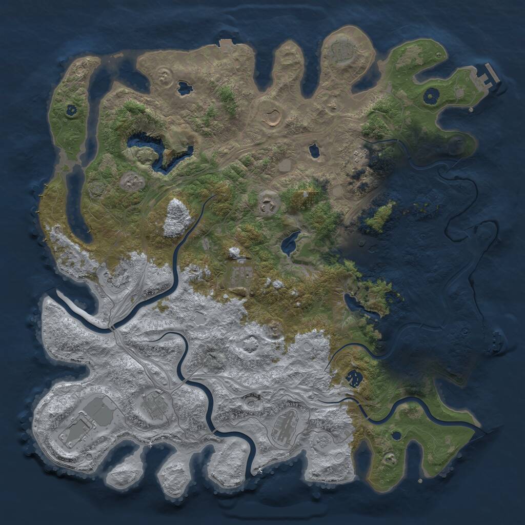 Rust Map: Procedural Map, Size: 4800, Seed: 1108947828, 17 Monuments