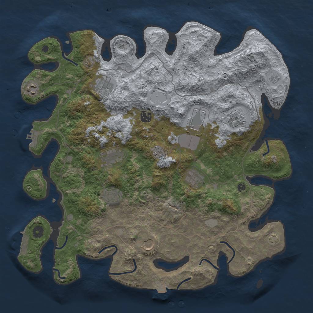 Rust Map: Procedural Map, Size: 4000, Seed: 612312351, 18 Monuments
