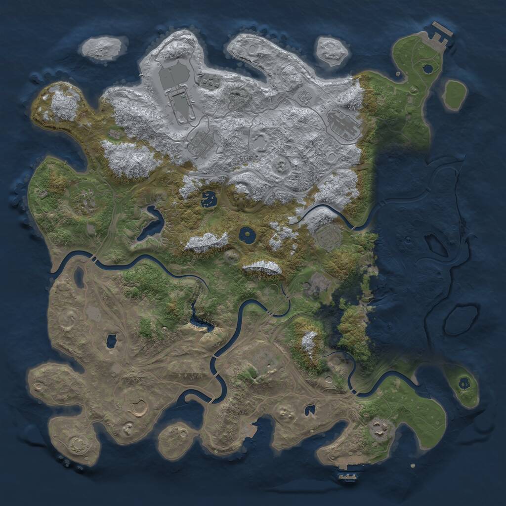 Rust Map: Procedural Map, Size: 4500, Seed: 568243861, 17 Monuments