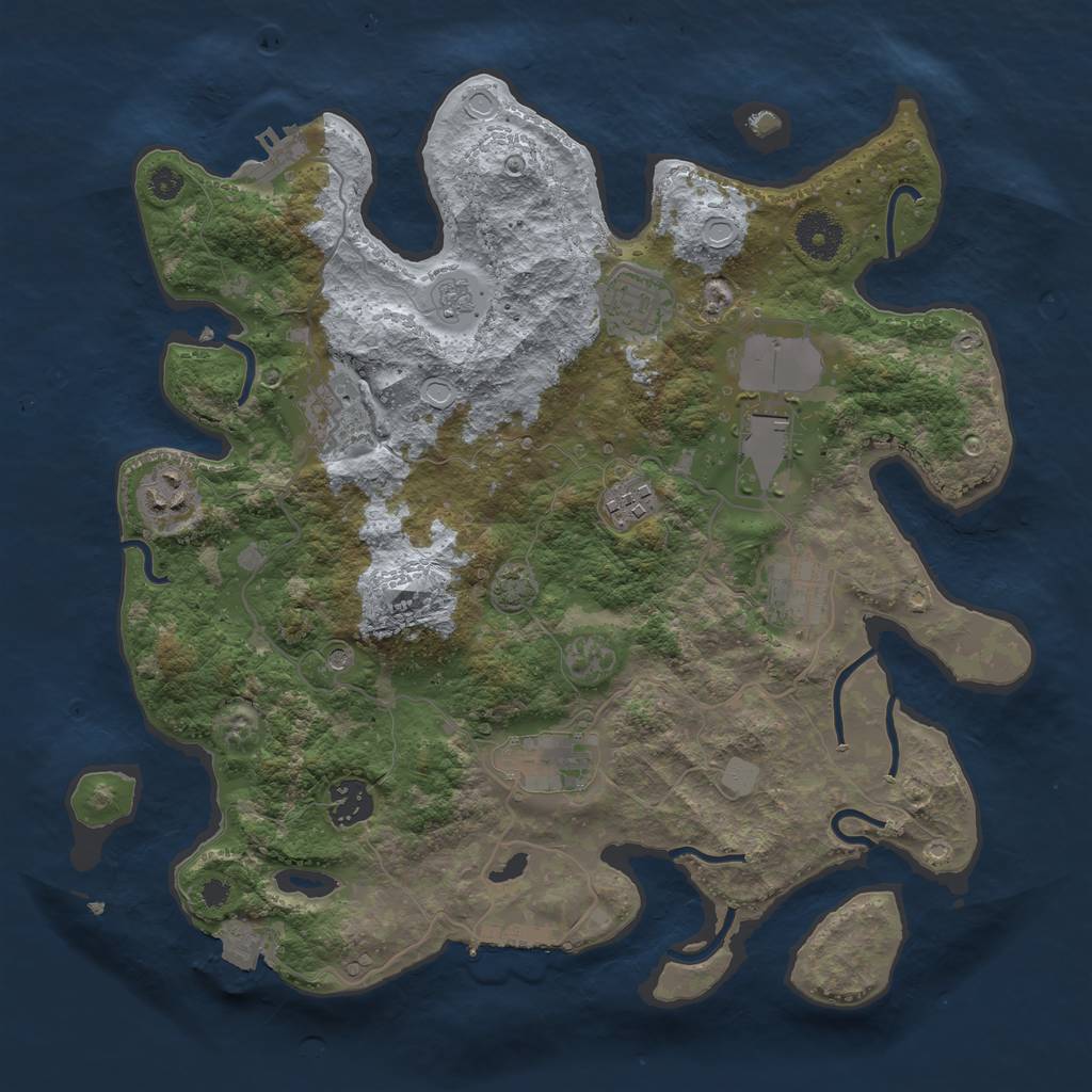 Rust Map: Procedural Map, Size: 3500, Seed: 17741, 16 Monuments