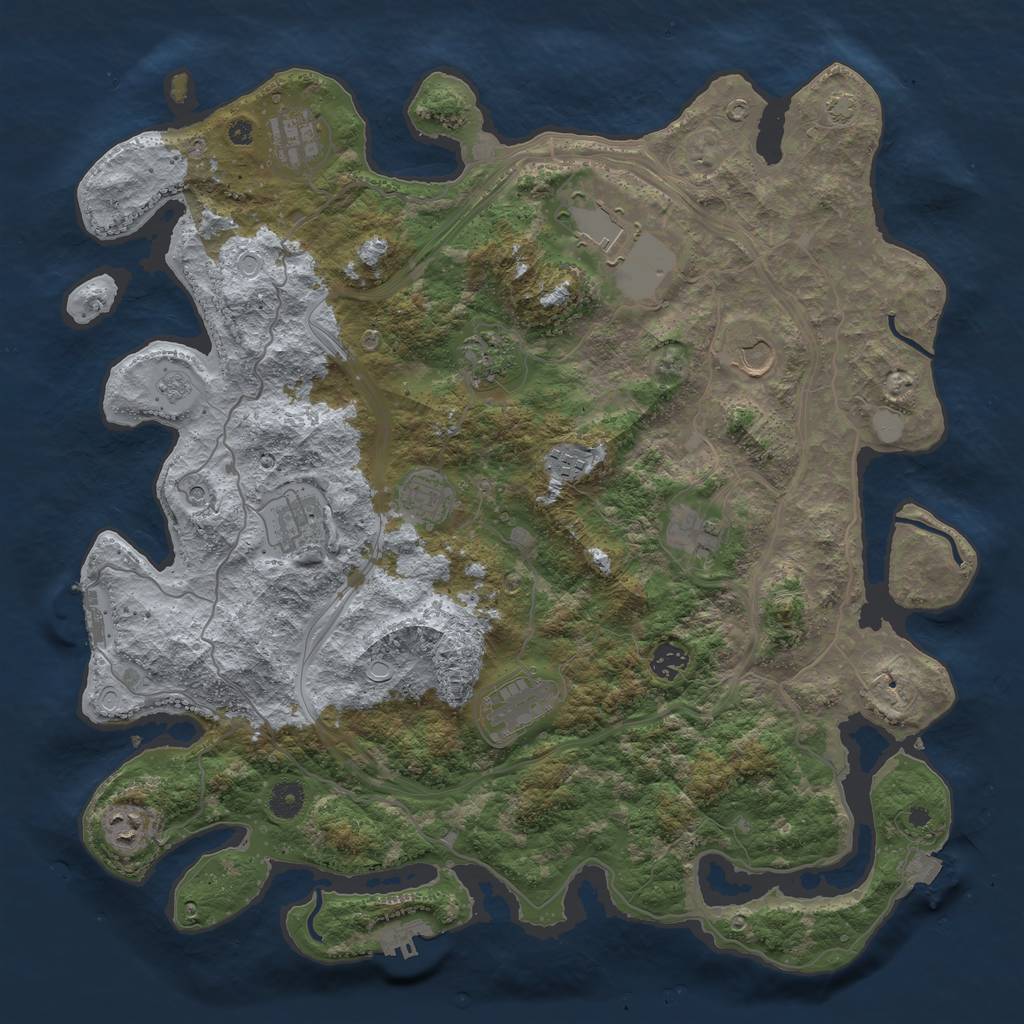 Rust Map: Procedural Map, Size: 4250, Seed: 821193579, 19 Monuments