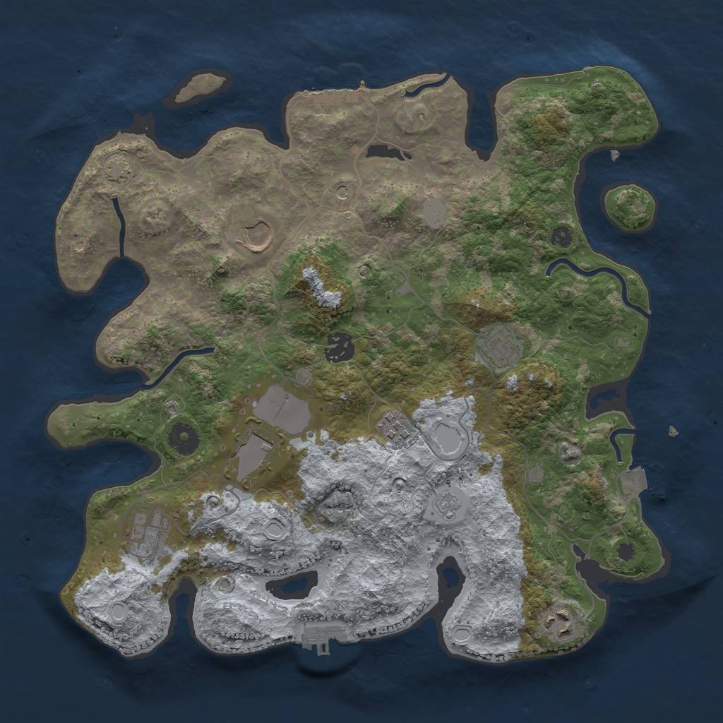 Rust Map: Procedural Map, Size: 3500, Seed: 1870958657, 15 Monuments