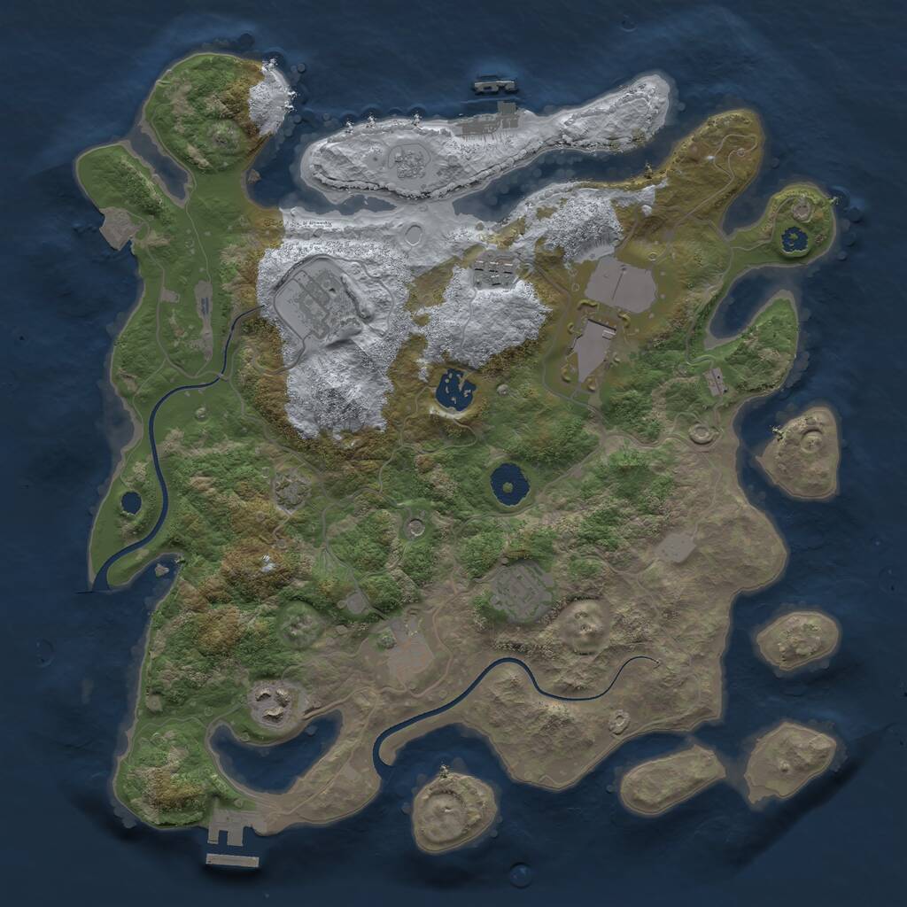 Rust Map: Procedural Map, Size: 3500, Seed: 905406440, 13 Monuments