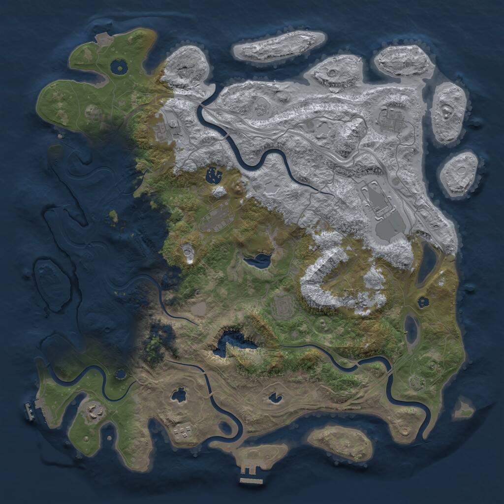 Rust Map: Procedural Map, Size: 4500, Seed: 695581598, 15 Monuments