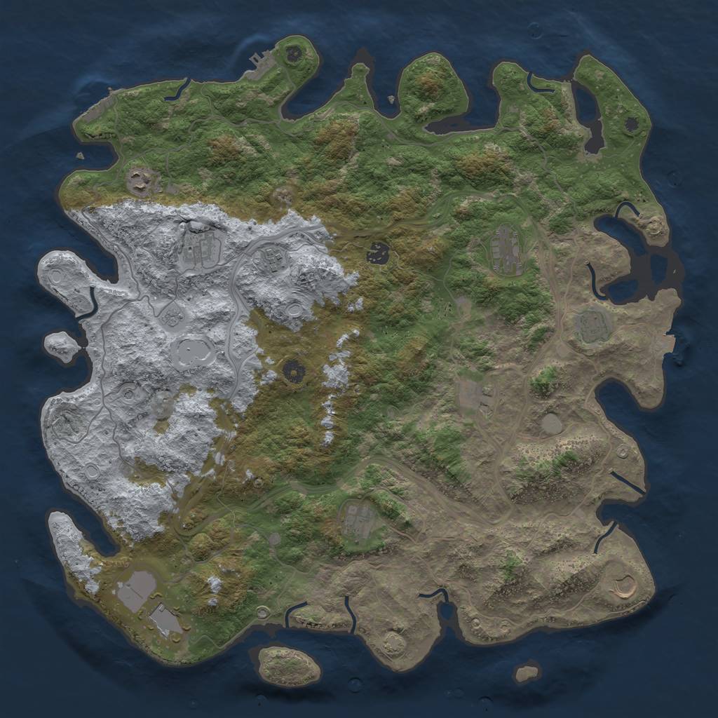 Rust Map: Procedural Map, Size: 4650, Seed: 100816564, 18 Monuments