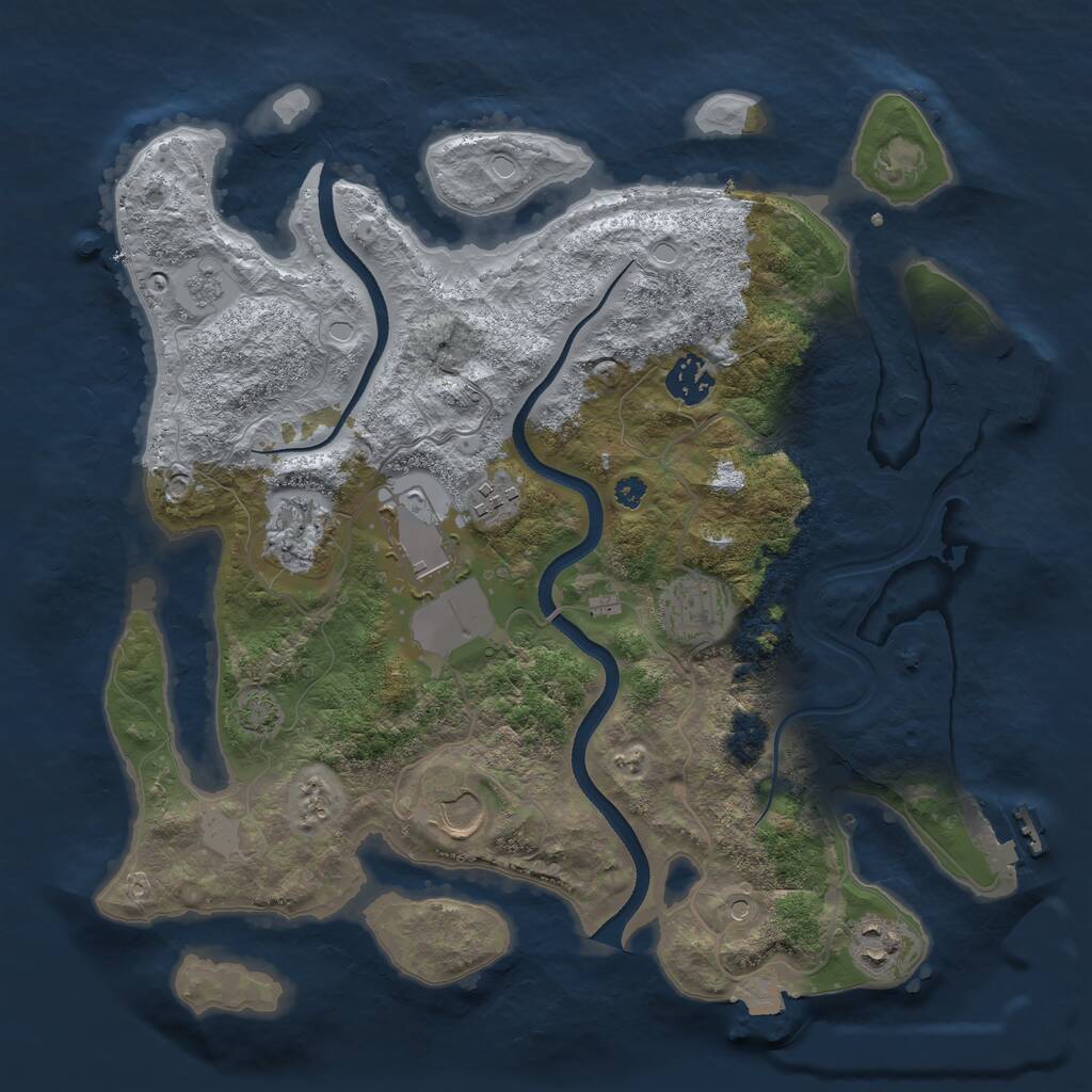 Rust Map: Procedural Map, Size: 3500, Seed: 1957147933, 13 Monuments