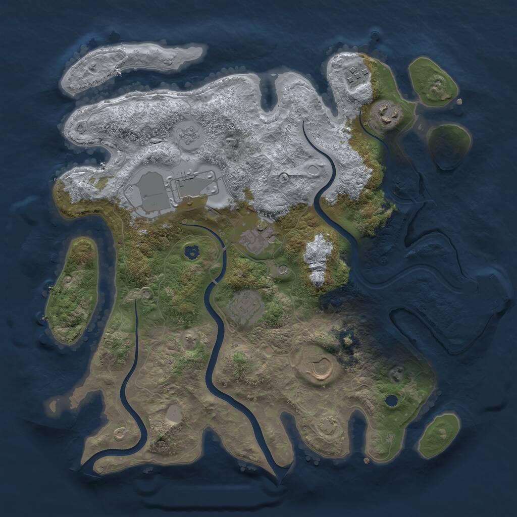 Rust Map: Procedural Map, Size: 3500, Seed: 872107321, 11 Monuments