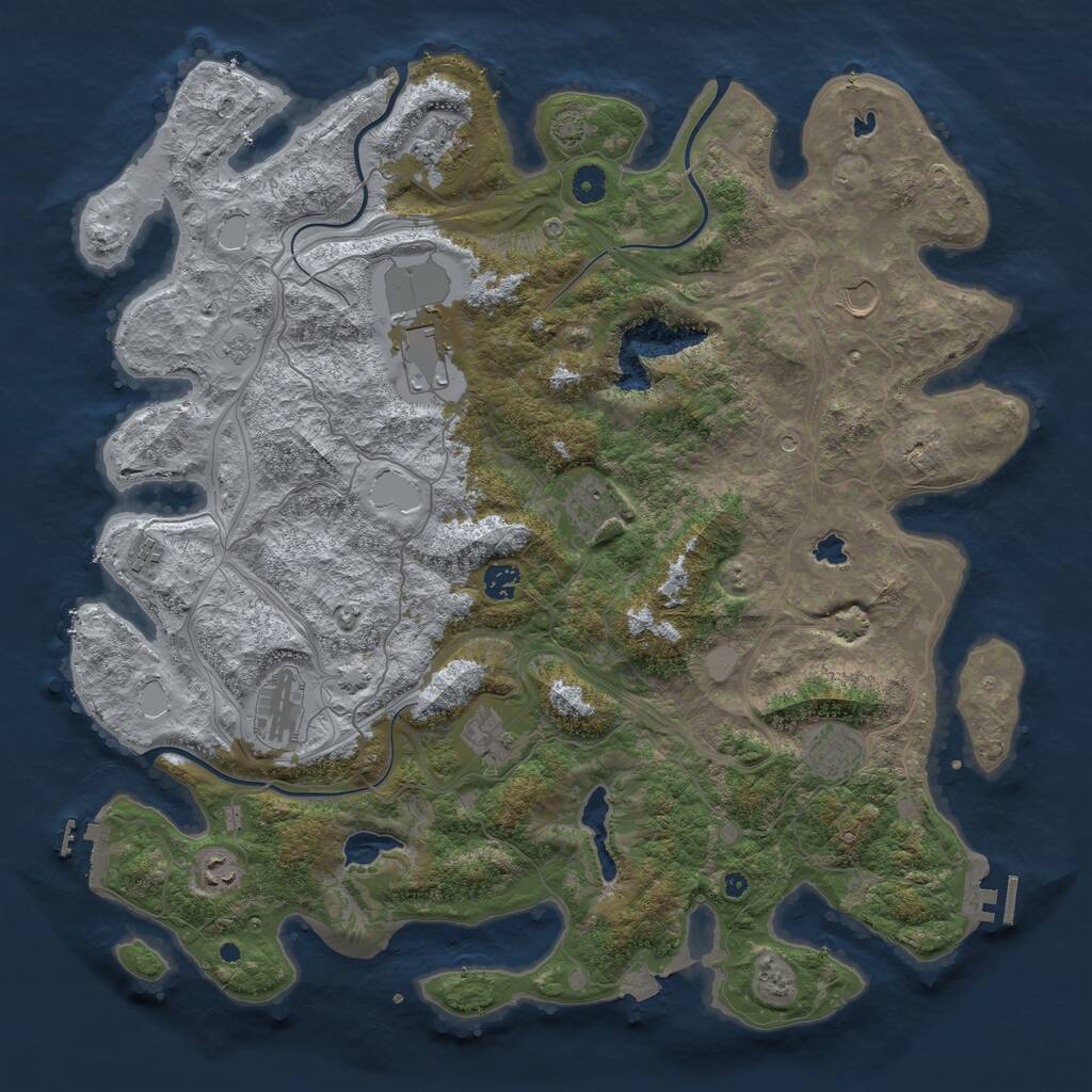 Rust Map: Procedural Map, Size: 4500, Seed: 670110557, 16 Monuments