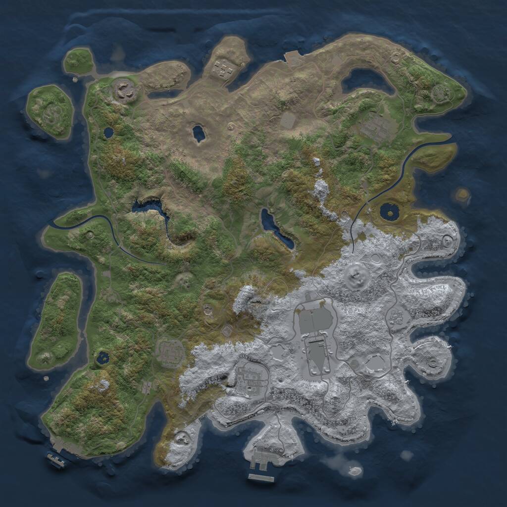 Rust Map: Procedural Map, Size: 4000, Seed: 492217, 12 Monuments