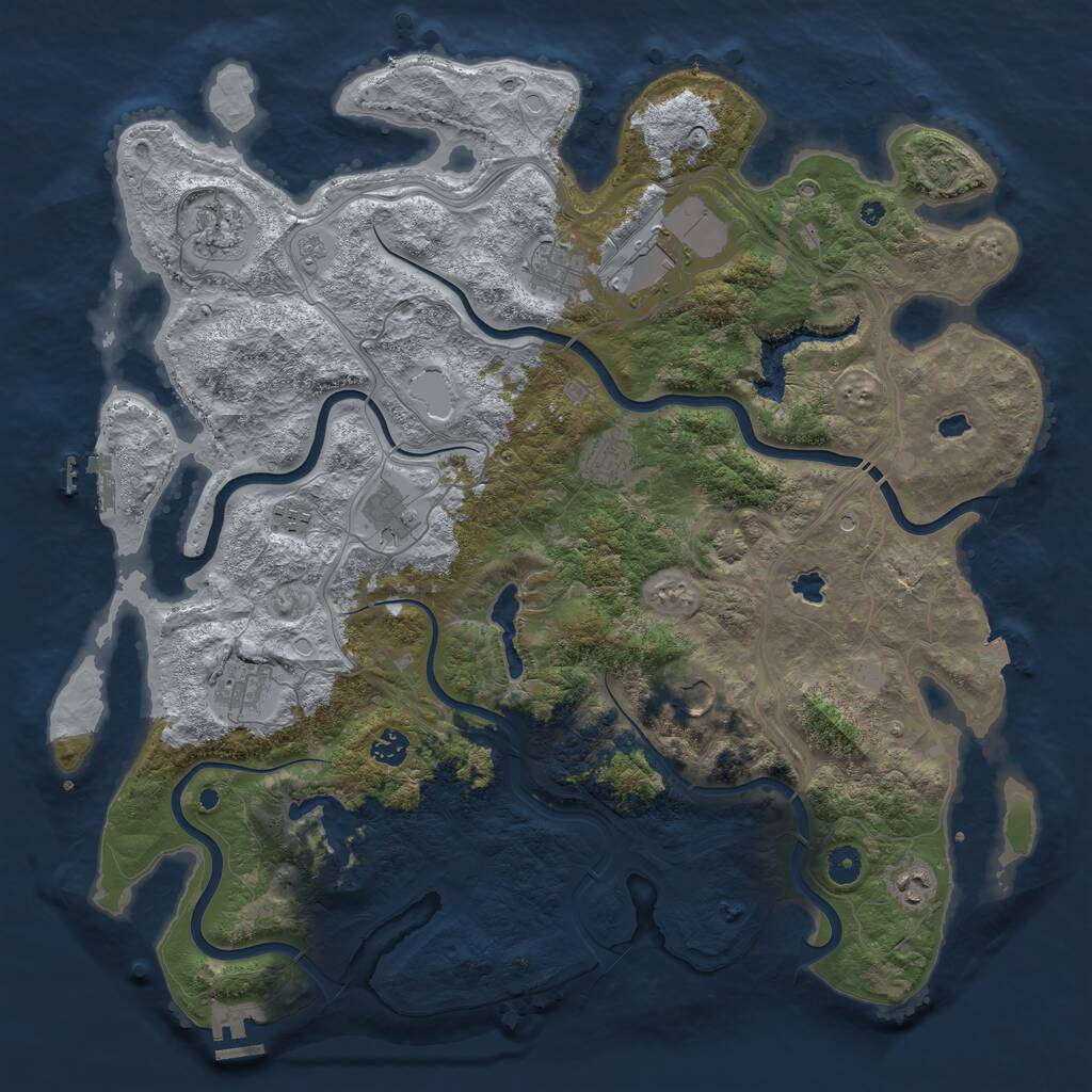 Rust Map: Procedural Map, Size: 4500, Seed: 6072023, 16 Monuments