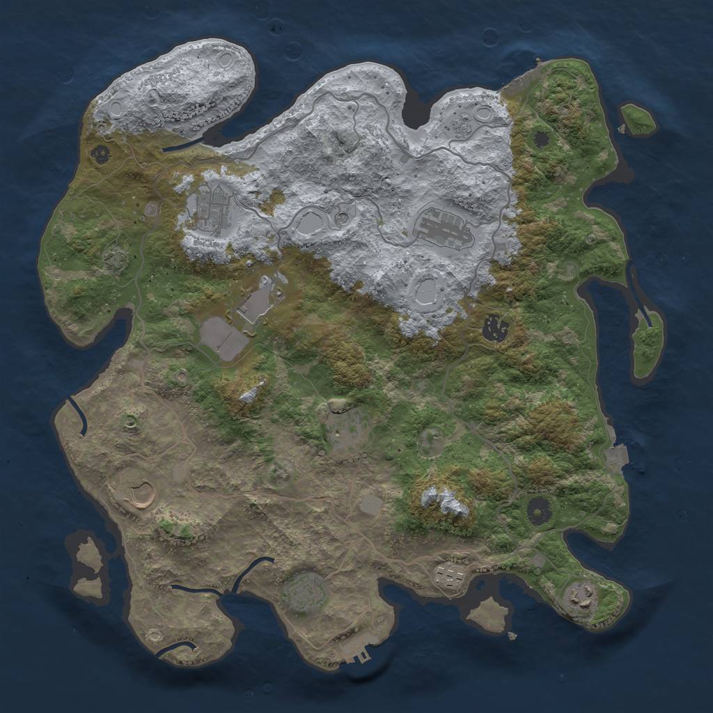 Rust Map: Procedural Map, Size: 4000, Seed: 388533801, 17 Monuments