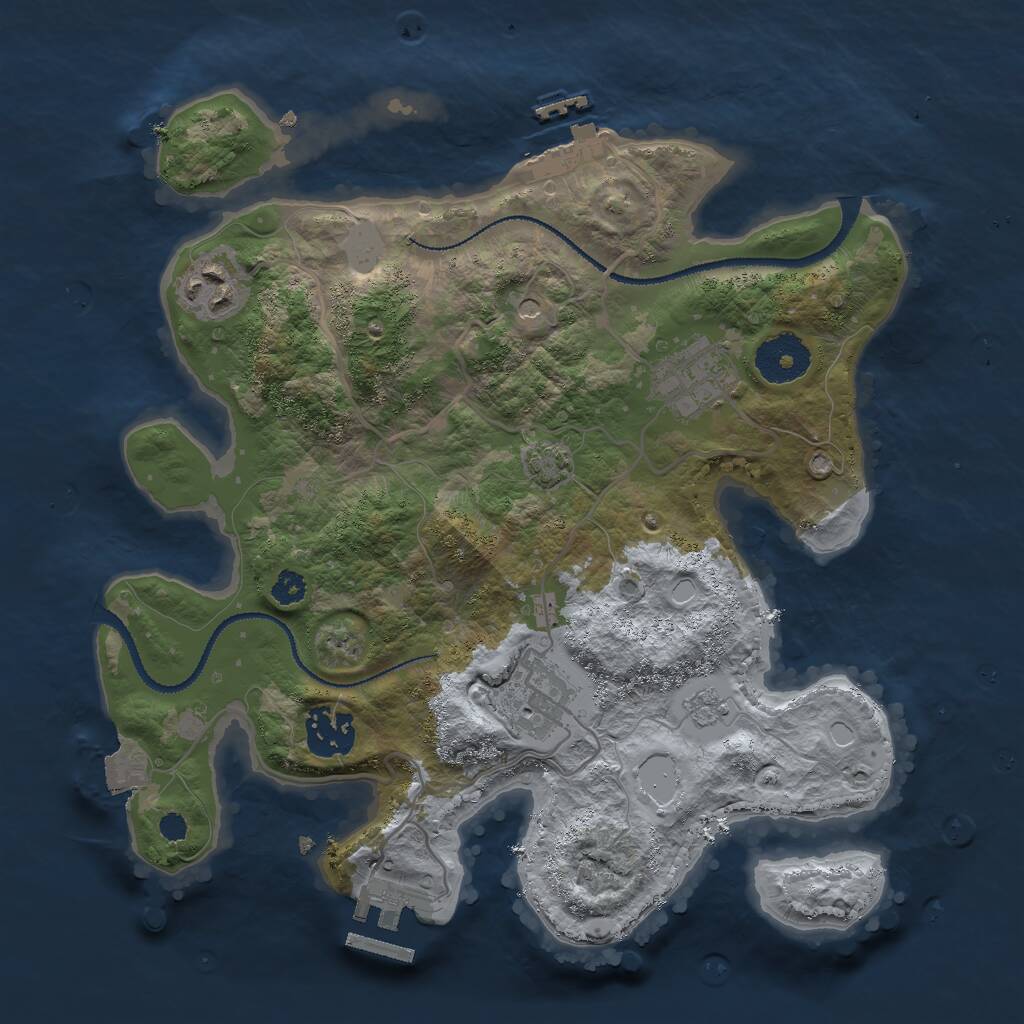 Rust Map: Procedural Map, Size: 3000, Seed: 1195105117, 10 Monuments