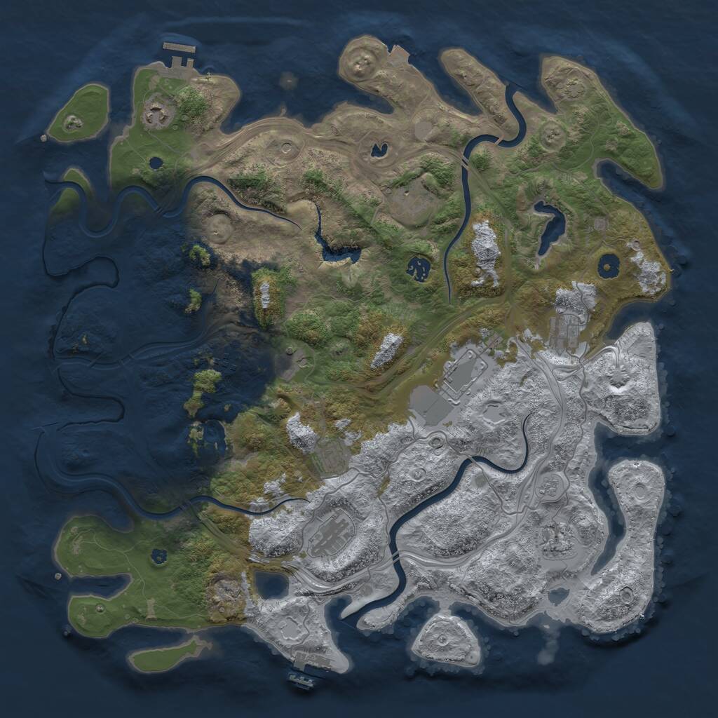 Rust Map: Procedural Map, Size: 4500, Seed: 98324449, 16 Monuments
