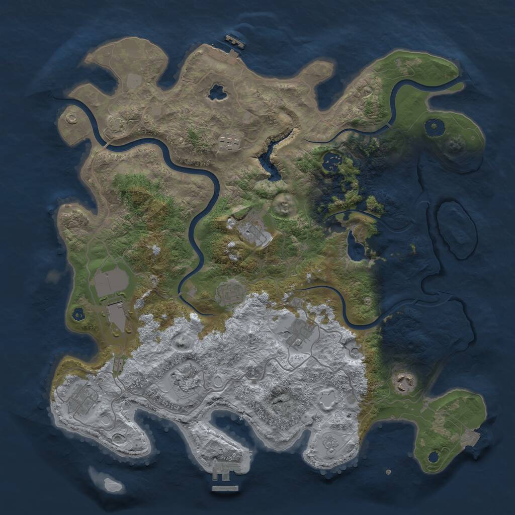 Rust Map: Procedural Map, Size: 4000, Seed: 2221, 15 Monuments