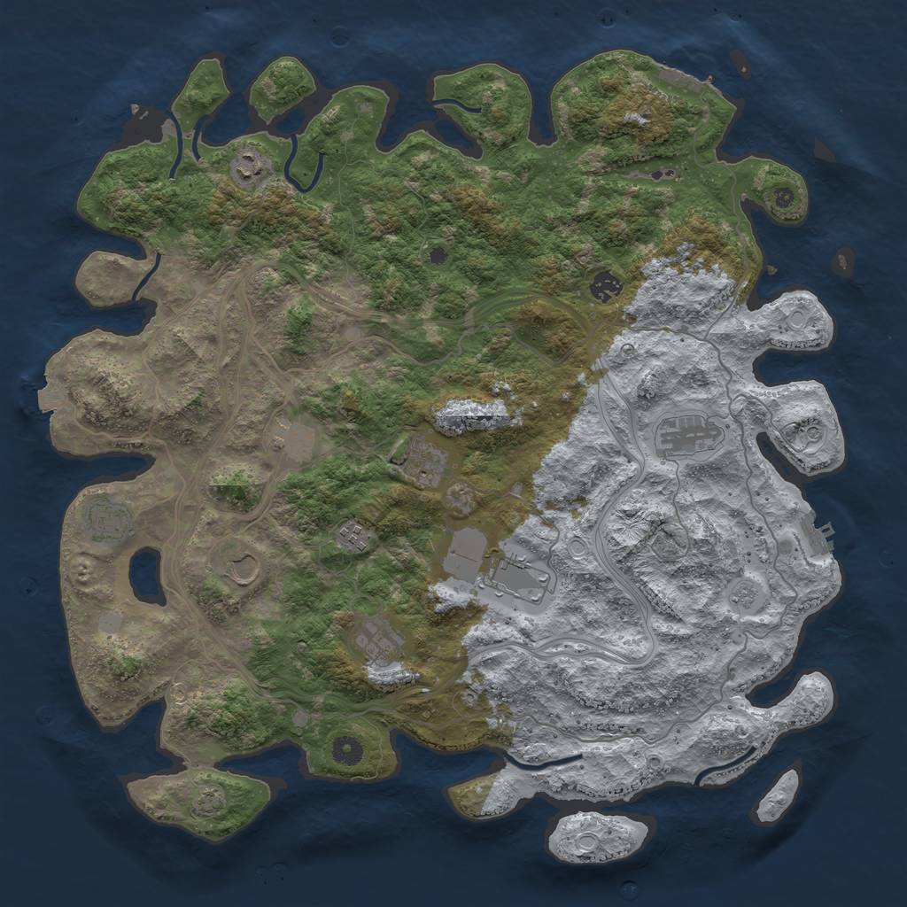 Rust Map: Procedural Map, Size: 4500, Seed: 53117, 18 Monuments