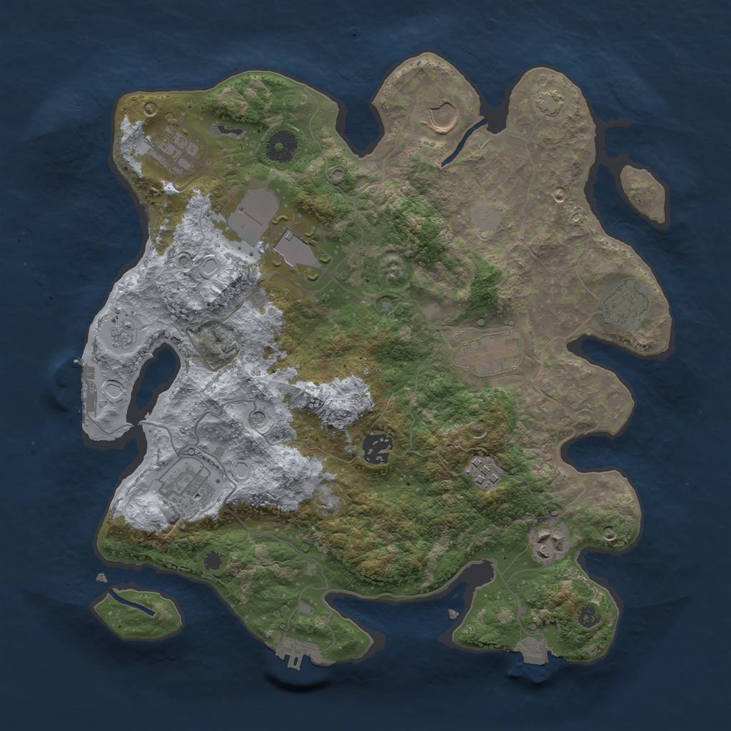 Rust Map: Procedural Map, Size: 3500, Seed: 3711, 17 Monuments
