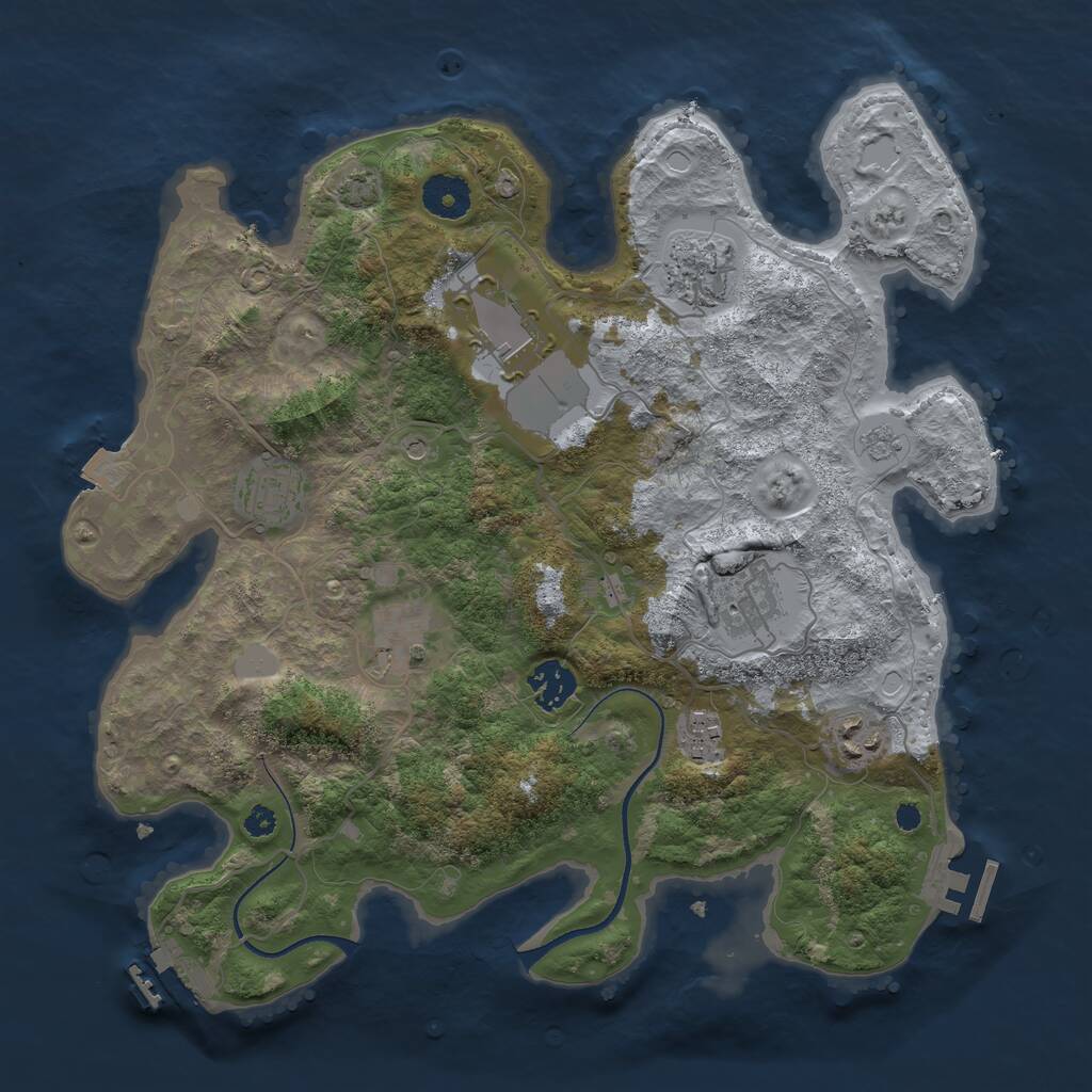 Rust Map: Procedural Map, Size: 3500, Seed: 166689050, 14 Monuments