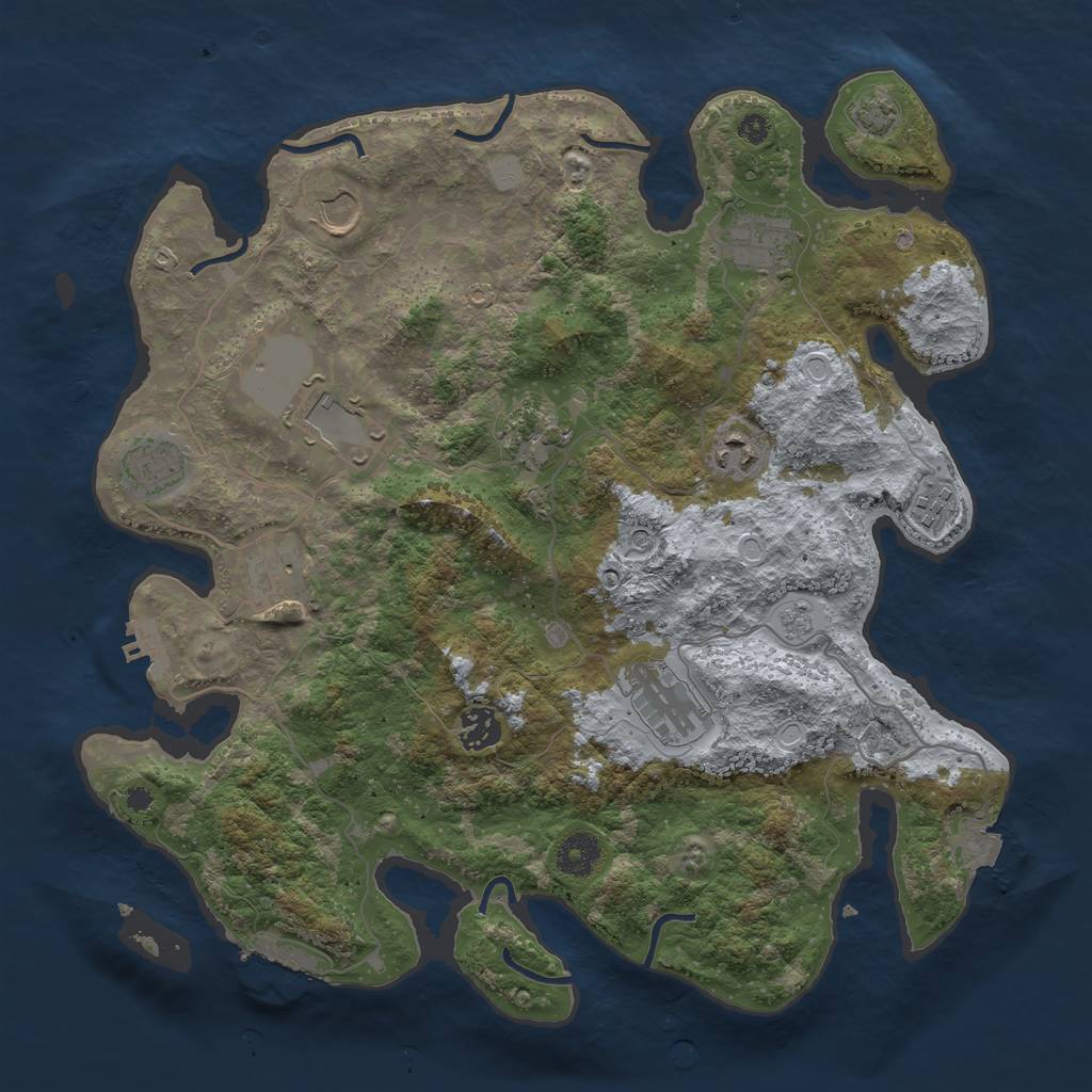 Rust Map: Procedural Map, Size: 3750, Seed: 585975, 18 Monuments