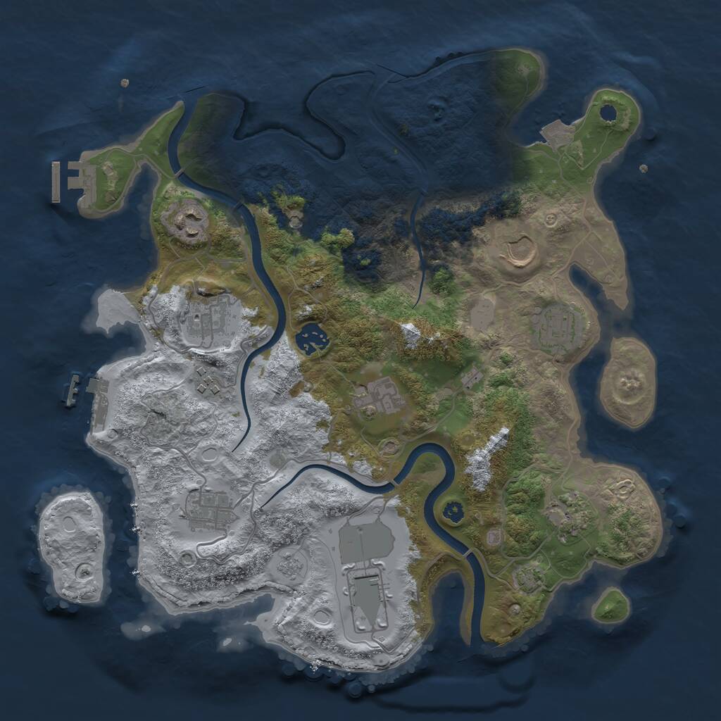 Rust Map: Procedural Map, Size: 3500, Seed: 1684777185, 16 Monuments