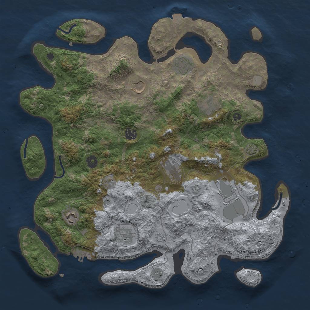 Rust Map: Procedural Map, Size: 3800, Seed: 230722366, 16 Monuments