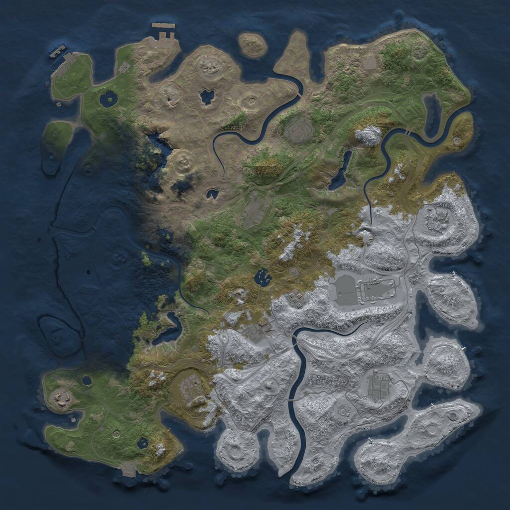 Rust Map: Procedural Map, Size: 4500, Seed: 1476353529, 16 Monuments