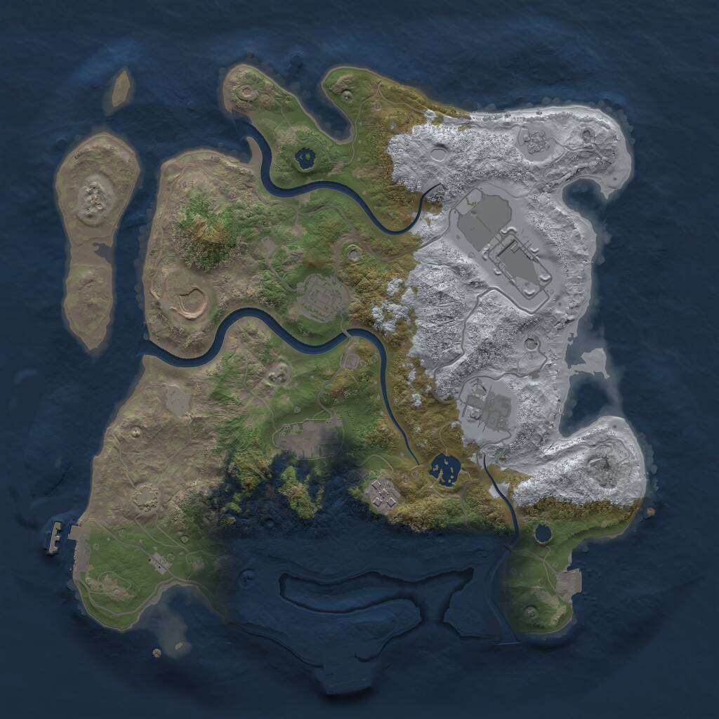 Rust Map: Procedural Map, Size: 3500, Seed: 1328749336, 13 Monuments
