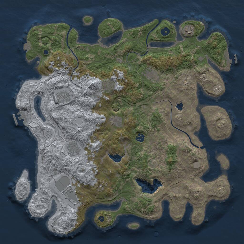 Rust Map: Procedural Map, Size: 4250, Seed: 1086765554, 16 Monuments