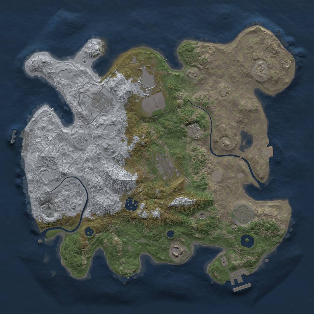 Rust Map: Procedural Map, Size: 3500, Seed: 12492, 13 Monuments