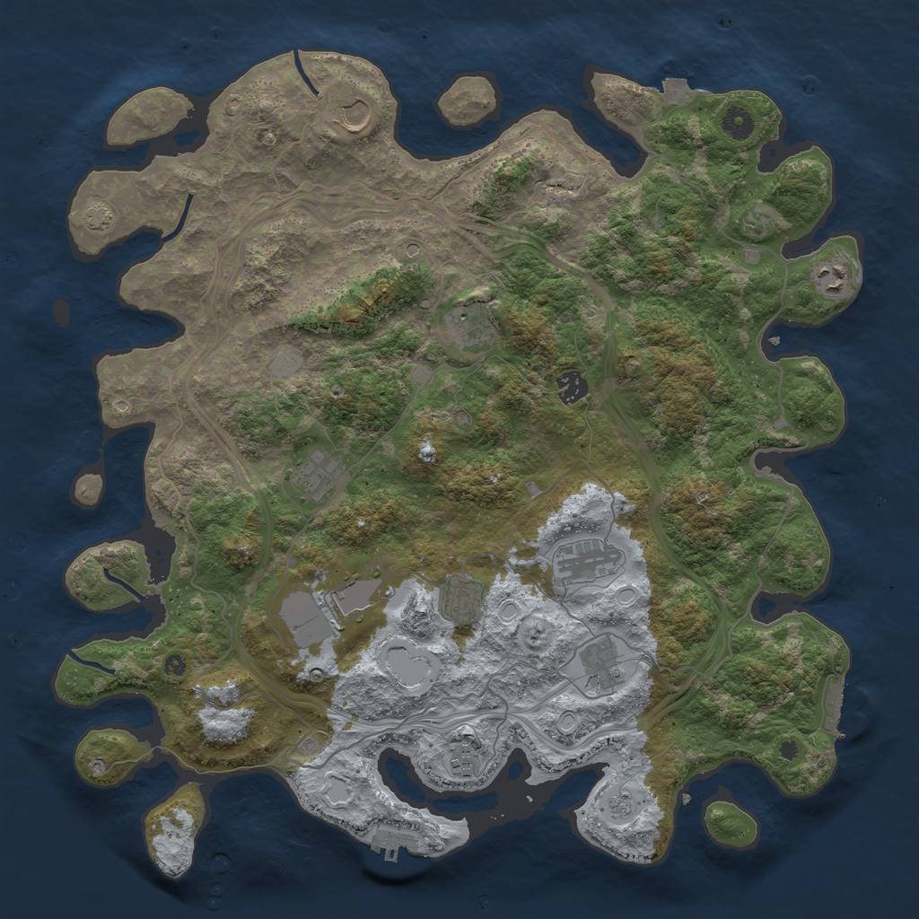 Rust Map: Procedural Map, Size: 4300, Seed: 158314606, 18 Monuments