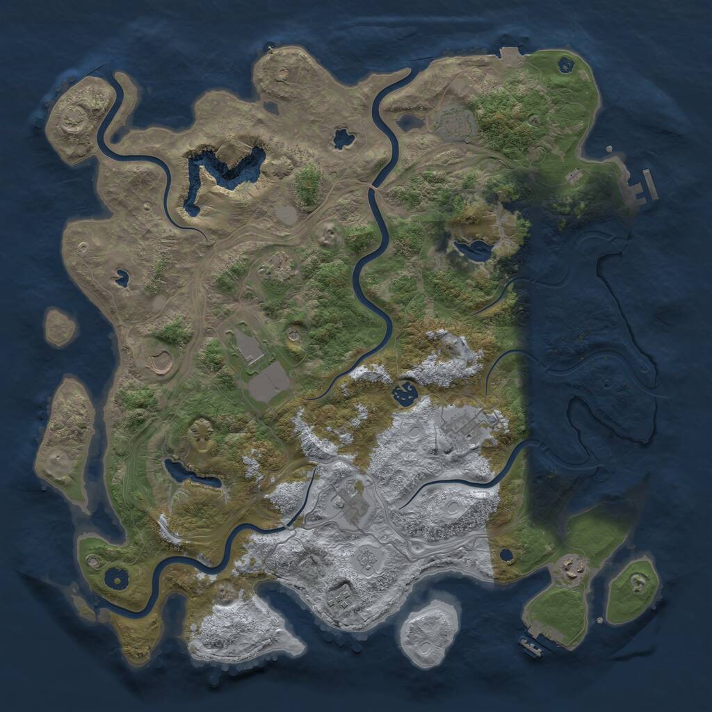 Rust Map: Procedural Map, Size: 4500, Seed: 1043013757, 15 Monuments