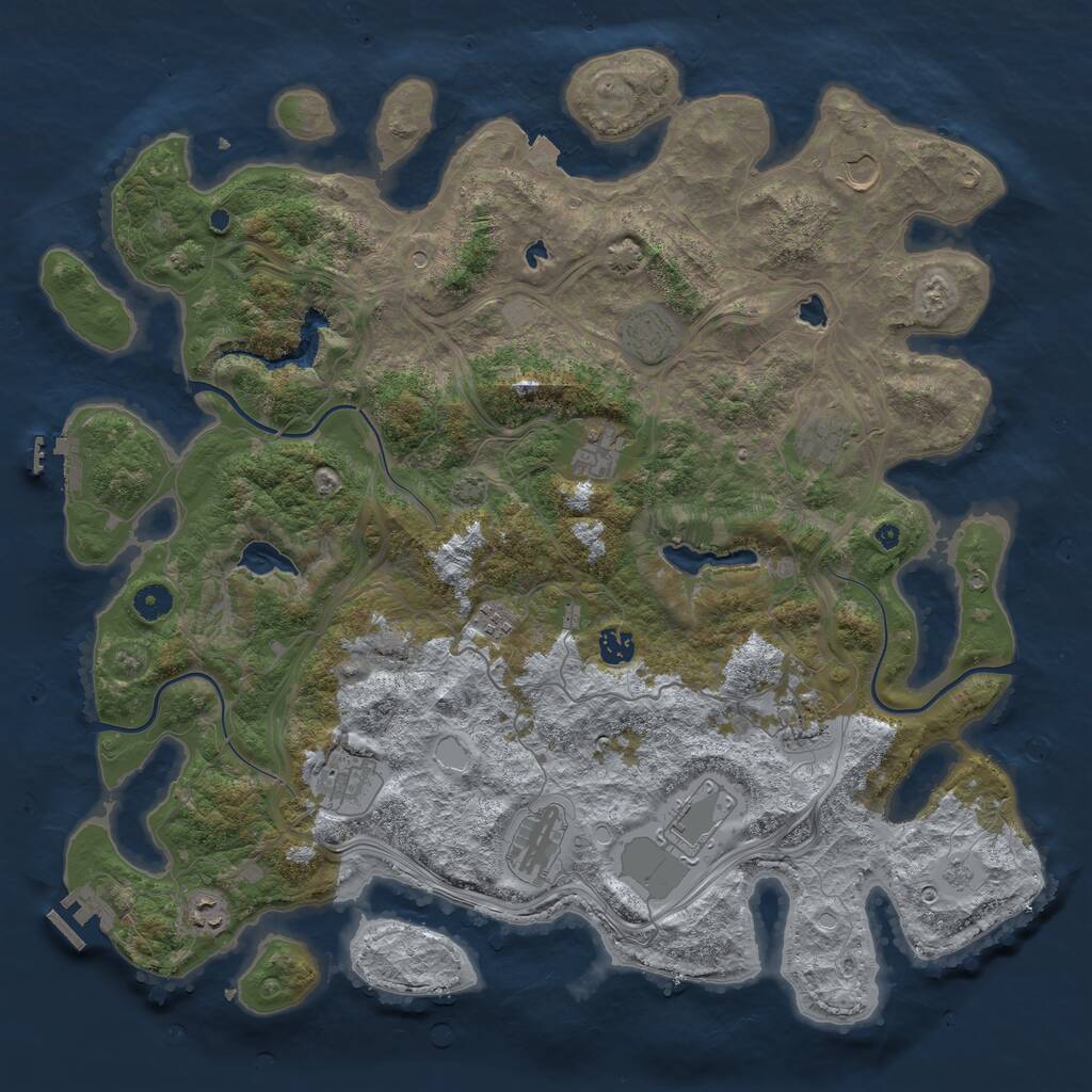 Rust Map: Procedural Map, Size: 4500, Seed: 1842168361, 17 Monuments