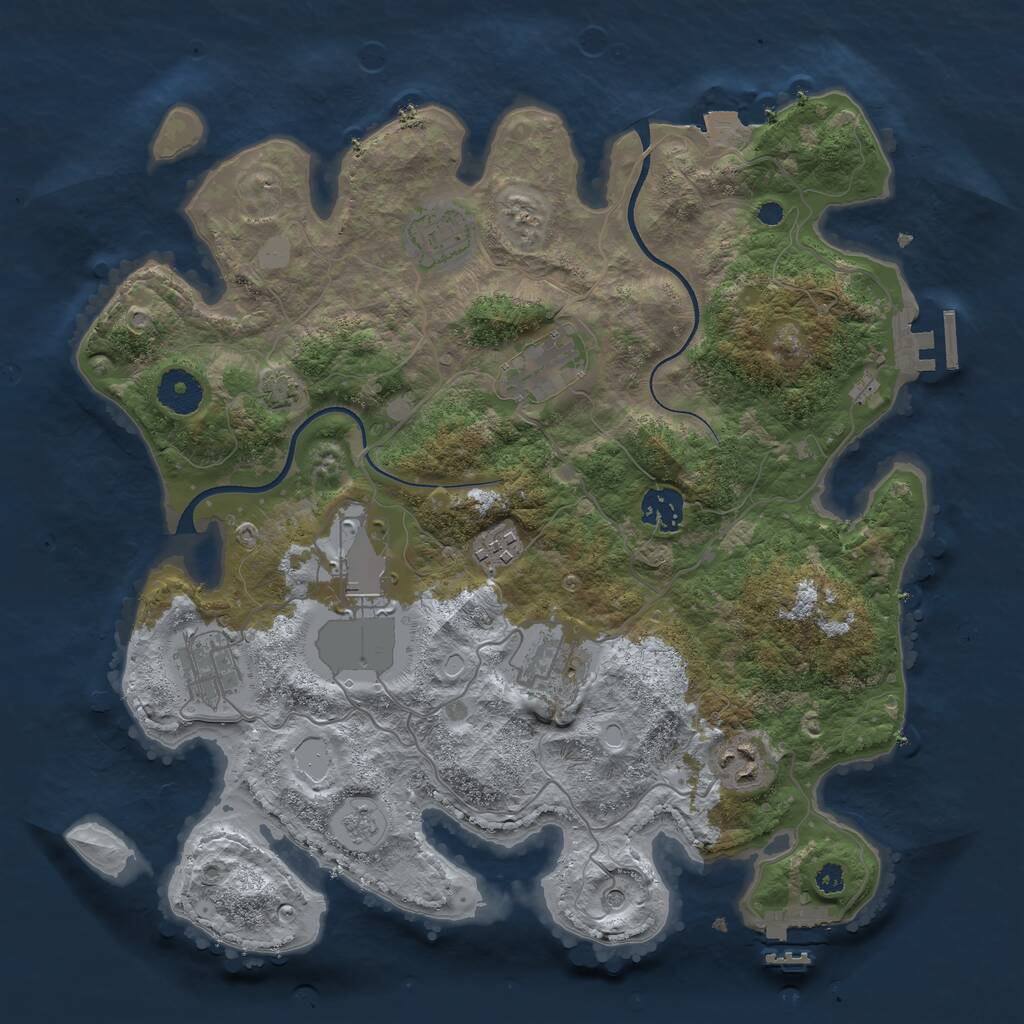 Rust Map: Procedural Map, Size: 3500, Seed: 1932315408, 14 Monuments