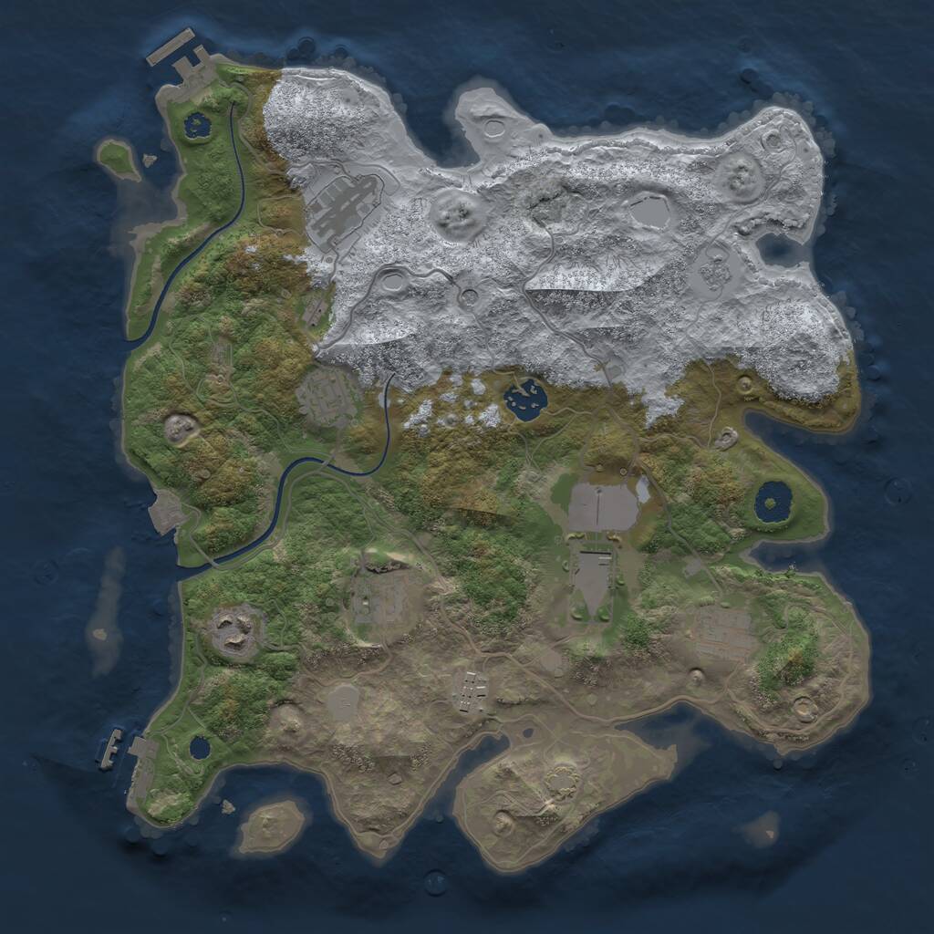 Rust Map: Procedural Map, Size: 3500, Seed: 2104106022, 14 Monuments