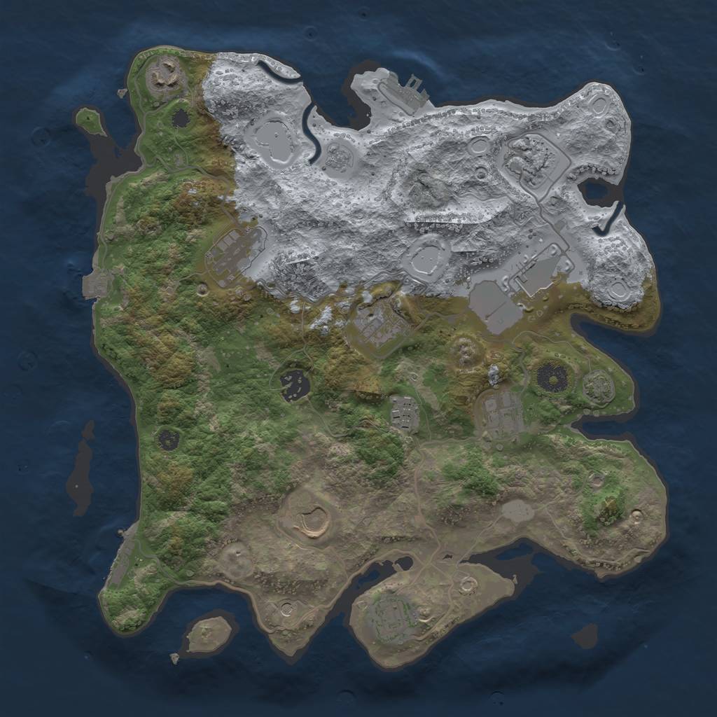 Rust Map: Procedural Map, Size: 3500, Seed: 2104106022, 18 Monuments