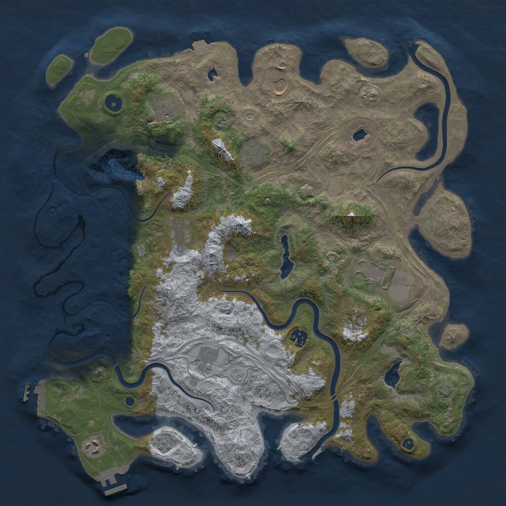 Rust Map: Procedural Map, Size: 4500, Seed: 1833863336, 16 Monuments