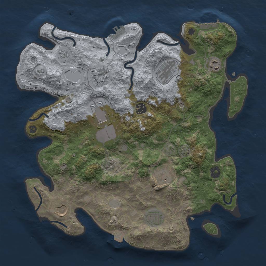 Rust Map: Procedural Map, Size: 3500, Seed: 1764485258, 16 Monuments