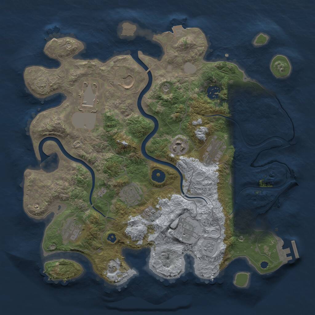 Rust Map: Procedural Map, Size: 3500, Seed: 1706466244, 14 Monuments