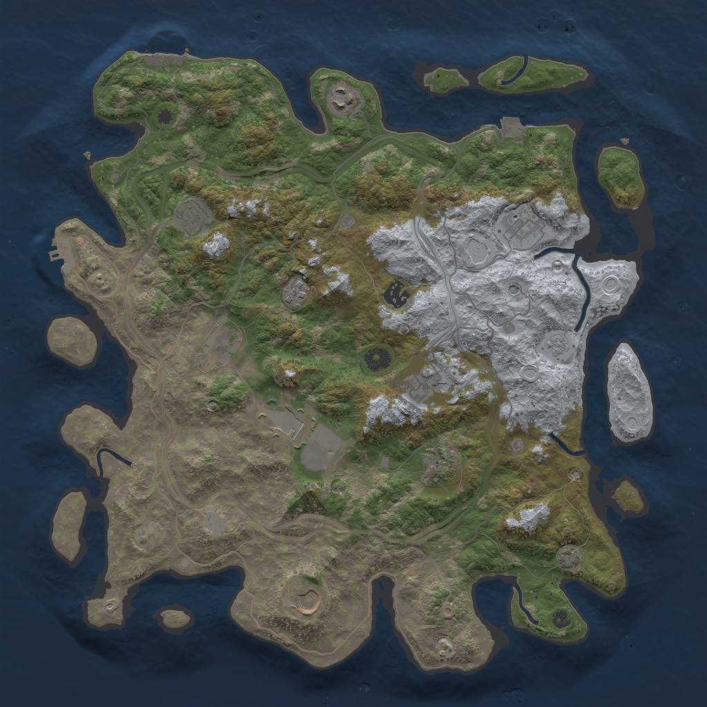 Rust Map: Procedural Map, Size: 4250, Seed: 1962508895, 18 Monuments