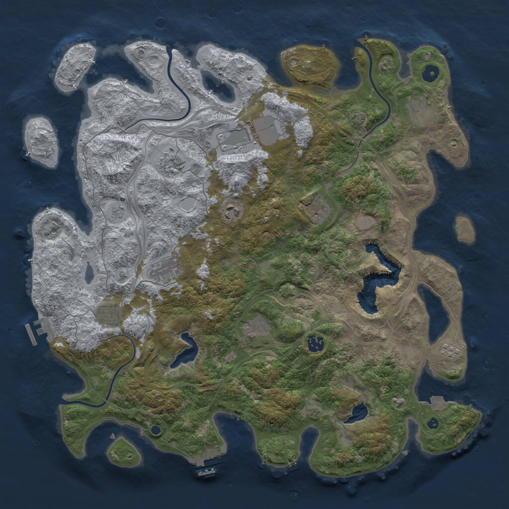 Rust Map: Procedural Map, Size: 4500, Seed: 820618683, 16 Monuments