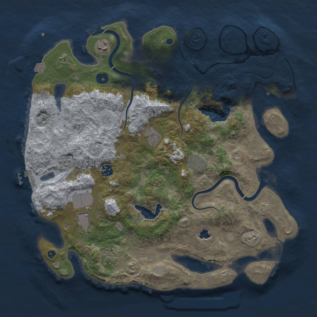 Rust Map: Procedural Map, Size: 4000, Seed: 1686092527, 12 Monuments