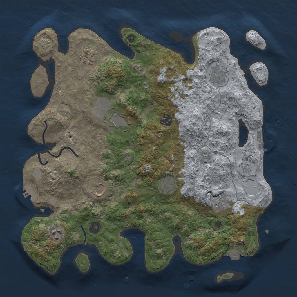 Rust Map: Procedural Map, Size: 3700, Seed: 826102666, 17 Monuments