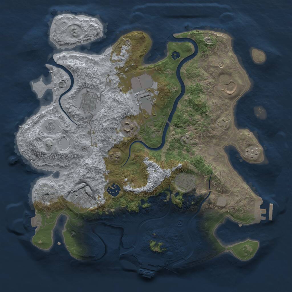 Rust Map: Procedural Map, Size: 3500, Seed: 1091493104, 14 Monuments